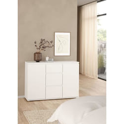 Buffet - Blanc - 2 Portes - 3 Tiroirs - 119 X 40x 83 Cm Luk