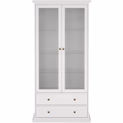 Caractéristiques produit : Structure panneau de particules. Moulure en MDF. 2 portes vitrées avec 3 tablettes en verre clair, ...