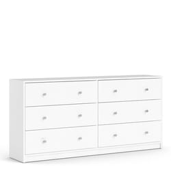 Commode OREGON 2x 3 tiroirs - Décor blanc - L 143 x P 30 x H 68 cm