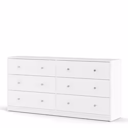 Commode OREGON 2x 3 tiroirs - Décor blanc - L 143 x P 30 x H 68 cm
