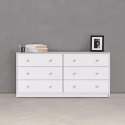 Commode OREGON 2x 3 tiroirs - Décor blanc - L 143 x P 30 x H 68 cm - Vue supplémentaire 4