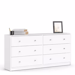 Commode OREGON 2x 3 tiroirs - Décor blanc - L 143 x P 30 x H 68 cm - Vue supplémentaire 5