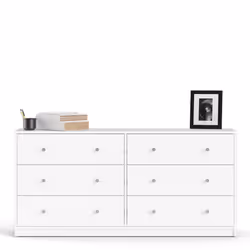 Commode OREGON 2x 3 tiroirs - Décor blanc - L 143 x P 30 x H 68 cm - Vue supplémentaire 6
