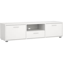Meuble TV - MEDIA - Blanc mat - 2 portes 1 tiroir - 1472 x 398 x 384 cm