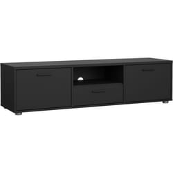 Meuble TV - MEDIA - Noir mat - 2 portes 1 tiroir - 1472 x 398 x 384 cm
