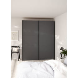 Armoire de chambre - COMO - Gris mat - 2 portes coulissantes - 1785 x 666 x 2204 cm