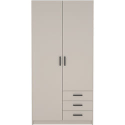 Armoire VEGA - Décor cachemire - 2 portes + 3 tiroirs - L 985 x P 498 x H2004 cm