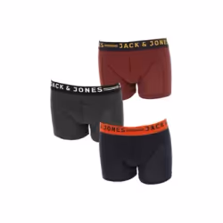 Jack &amp; Jones Pack de 3 boxers, Caleçons, Short Boxer, Mâle, Bourgogne, Marine, Gris, L, Monochromatique