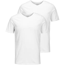 T-shirt Regular Fit Col en V Manches 2/4 Blanc