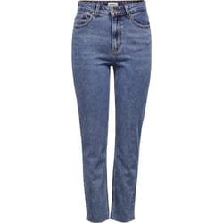 Jean droit taille haute ONLY Emily Raw - Bleu foncé - Femme