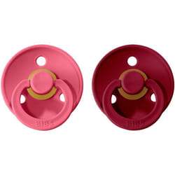 BIBS Colour Natural Rubber Size 2: 6+ months Coral / Ruby 2 pcs
