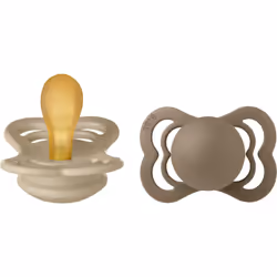 Faites confiance aux techniques traditionnelles pour apaiser votre bébé. La tétine BIBS Supreme Natural Rubber Size 1: 0+ mon ...
