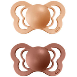BIBS Couture Natural Rubber Size 1: 0+ months Peach / Woodchuck 2 pcs
