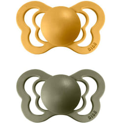 BIBS Couture Natural Rubber Size 2: 6+ months Honey Bee / Olive 2 pcs