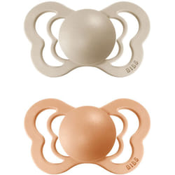 BIBS Couture Natural Rubber Size 2: 6+ months Vanilla / Peach 2 pcs