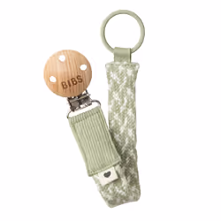 Bibs Pacifier Clip Sage/Ivory, Ivoire, Sage, Métal, Bois, Coton, Garçon/Fille