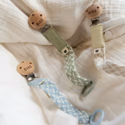 Bibs Pacifier Clip Sage/Ivory