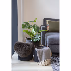 House Nordic Cort plaid 160 x 130 cm Coton Gris, Blanc