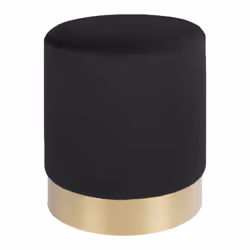 House Nordic 1504024, Pouffe/ottomane, Cylindre, Noir, Velours, Laiton, Adultes