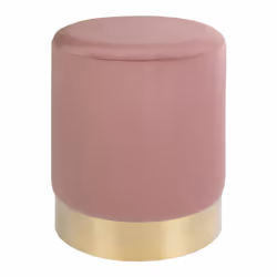 House Nordic 1504020, Pouffe/ottomane, Cylindre, Rose, Velours, Laiton, Acier, Métal