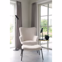 House Nordic 1501136 tabouret Bois de pin, Polyester, Acier Blanc - Vue supplémentaire 4