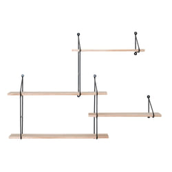 House Nordic 4291085 étagères Mural Acier, Bois Noir, Bois