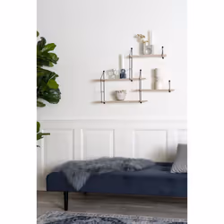 House Nordic 4291085 étagères Mural Acier, Bois Noir, Bois