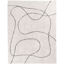 Tapis 160x230 cm forme organique en coton blanc et noir
