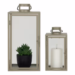 Lanterne en métal et verre verte - Lot de 2 - HOUSE NORDIC Corfu