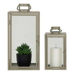 Lanterne en métal et verre verte - Lot de 2 - HOUSE NORDIC Corfu