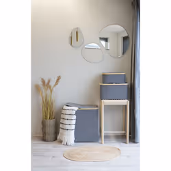 House Nordic 4401500 panier à linge Rectangulaire Bambou, Polyester Gris foncé