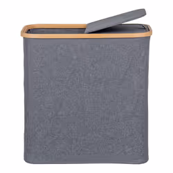 House Nordic 4401500 panier à linge Rectangulaire Bambou, Polyester Gris foncé