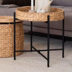 Choisissez cette table d'appoint ronde en jacinthe d'eau et métal noir pour parfaire le décor ethnique ou exotique dans votre ...