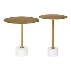 Table dappoint en laiton et marbre Ø 41 x 58 cm