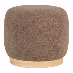 House Nordic Belfort, Pouffe/ottomane, Rond, Marron, mousse, Panneaux MDF, Polyester, Bois de pin, 445 mm, 445 mm
