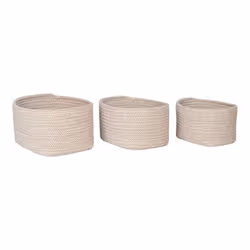 Lot de 3 paniers en coton beige