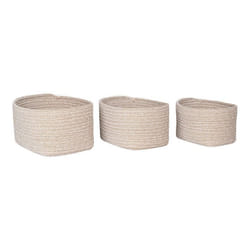 Lot de 3 paniers en coton beige