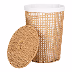 House Nordic 4401548 panier à linge Rond Coton, Métal, Papier, Polyester Châtain clair, Blanc