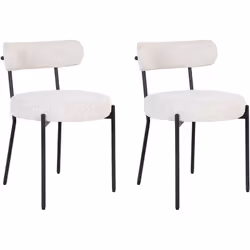 Ce lot de 2 chaises repas en tissu bouclette blanc est tout à fait confortable pour prendre le déjeuner au quotidien. Elle ap ...