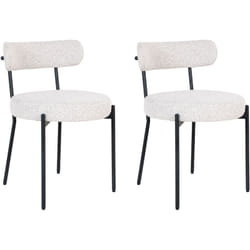 Lot de 2 chaises repas 49,5x47x72,5 cm en tissu bouclette blanc