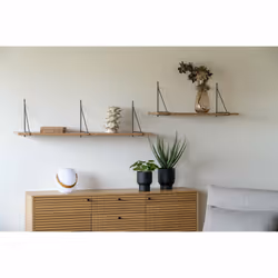 House Nordic Chiba Tablette flottante Mural Panneaux MDF, Mélamine, Acier Noir, Naturel