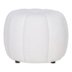 Pouf Rond En Tissu Bouclette Ø48cm - Écru - Paisley