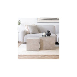 Lot de 2 tables basses carrées 40 et 50 cm effet marbre beige