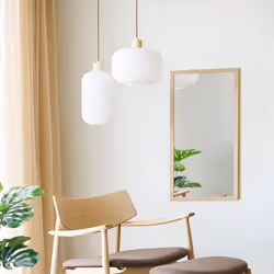 Suspension Ronde En Verre Et Bois Ø30cm - Blanc - Argalo - Vue supplémentaire 2
