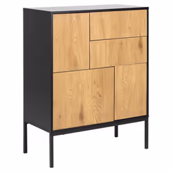 Actona Seaford, 3 portes(s), 2 étagères, Noir, Panneau de fibres de densité moyenne (MDF), Noir, Panneau de fibres à densité  ...