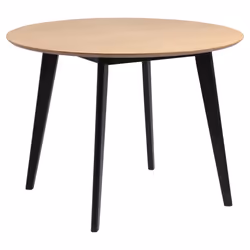 Actona Roxby, Forme arrondie, Table fixe, Chêne, Hévéa, 4 pieds, Noir