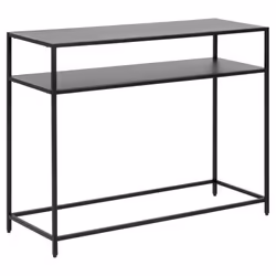Console rectangulaire double plateau en métal noir L100 - cassia - noir