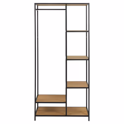 Actona Seaford, Noir, Chêne, Chêne, Acier, 5 étagères, 770 mm, 450 mm, 1650 mm
