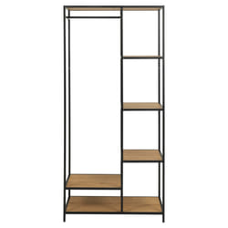 Ebuy24 - Sea Séchoir à linge 1 tringle à vêtements, 5 tablettes de rangement, noir, teinte naturelle. - Noir