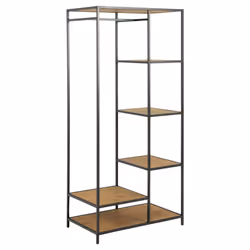 Ebuy24 - Sea Séchoir à linge 1 tringle à vêtements, 5 tablettes de rangement, noir, teinte naturelle. - Noir